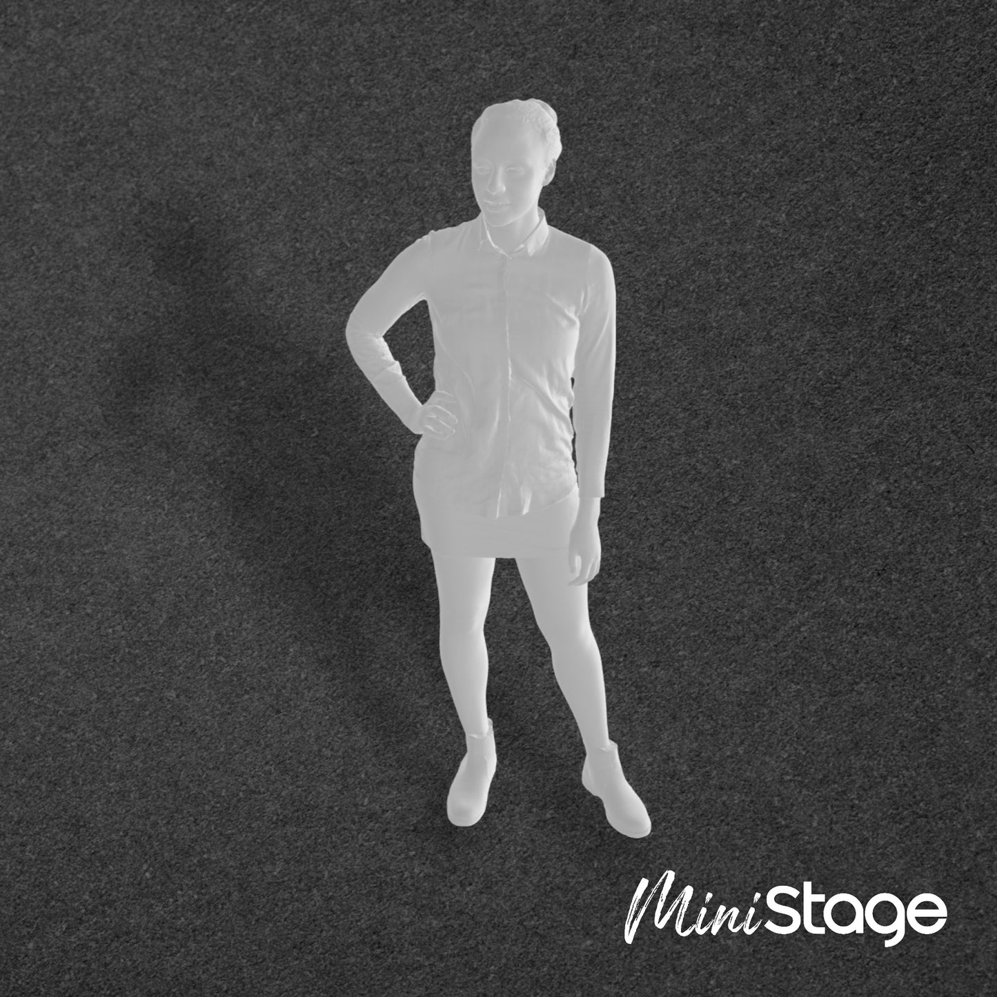 Sophia - Scale Model Box Unpainted Figure of Woman wearing a coat with hands in her pockets