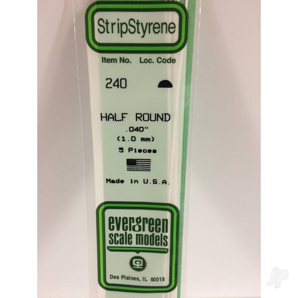 Evergreen Half Round Strip (350mm Long)