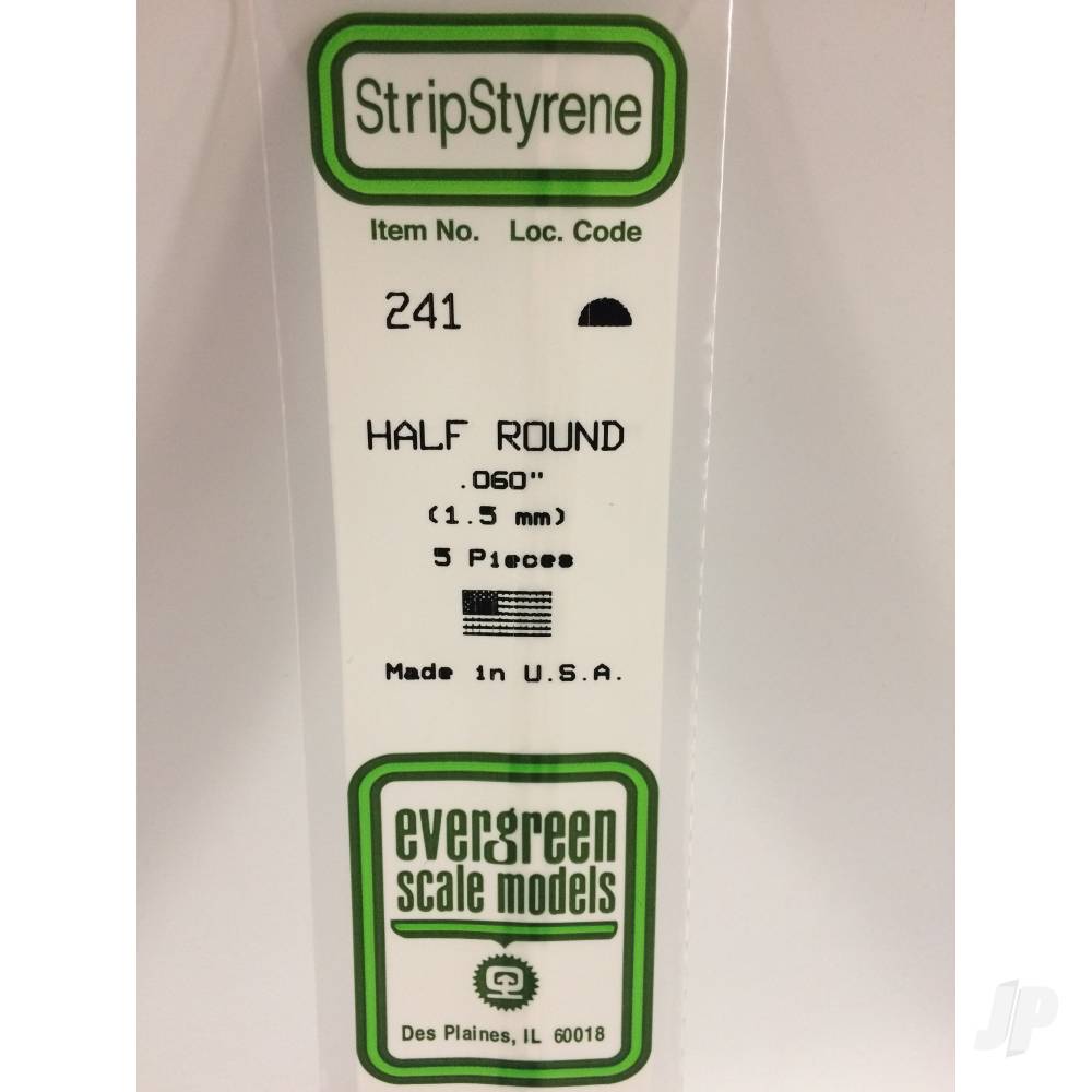 Evergreen Half Round Strip (350mm Long)