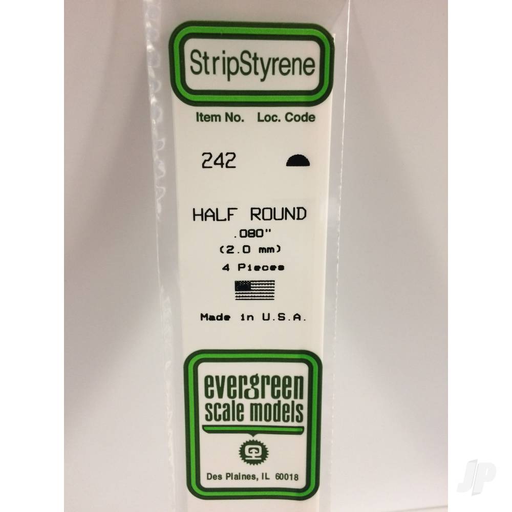 Evergreen Half Round Strip (350mm Long)
