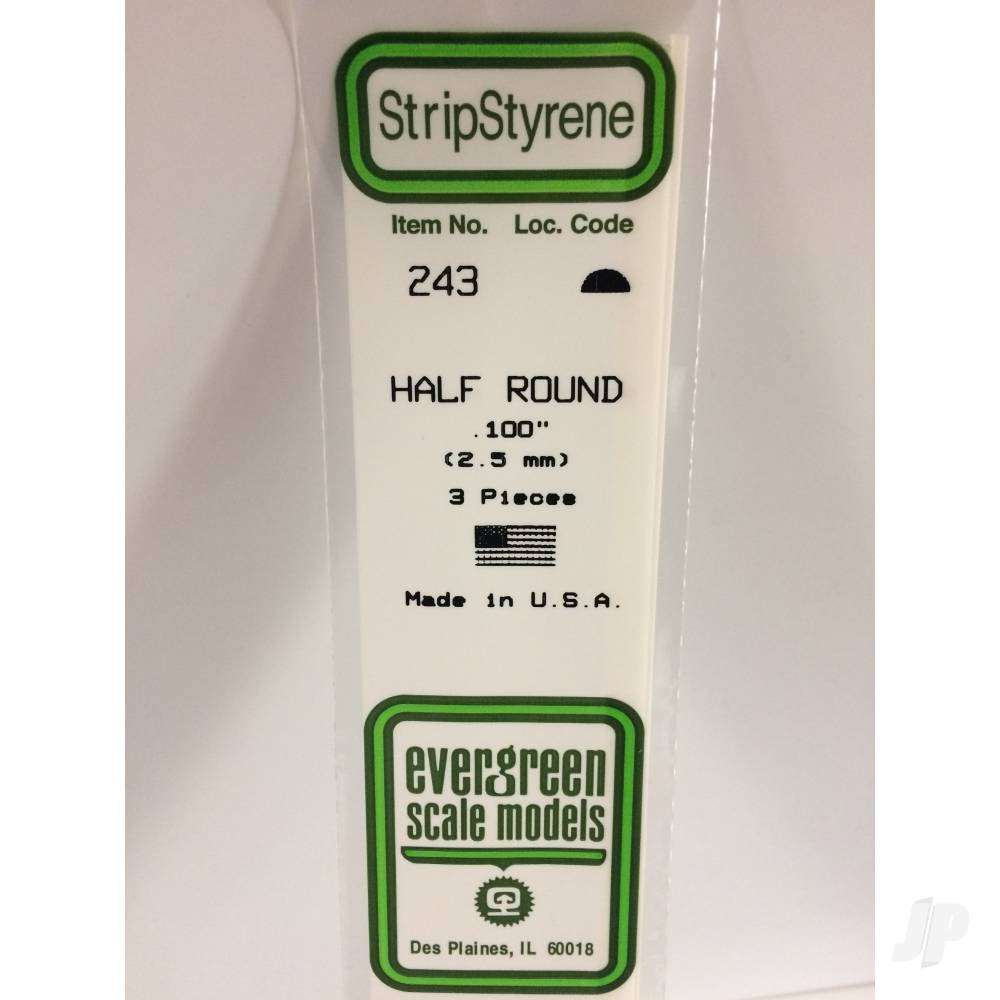 Evergreen Half Round Strip (350mm Long)
