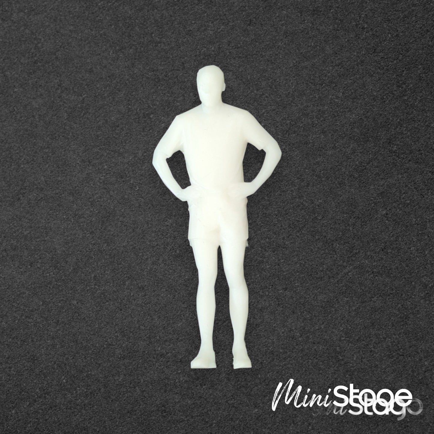 Tom - Set of Four Low Poly Scale Figures of male Athletes, wearing Sports Clothes and Swimming Briefs