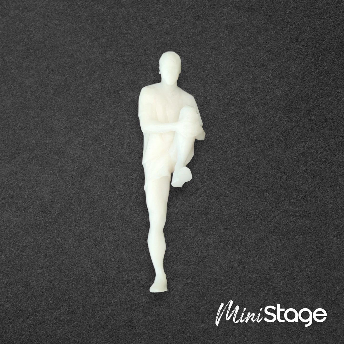 Tom - Set of Four Low Poly Scale Figures of male Athletes, wearing Sports Clothes and Swimming Briefs