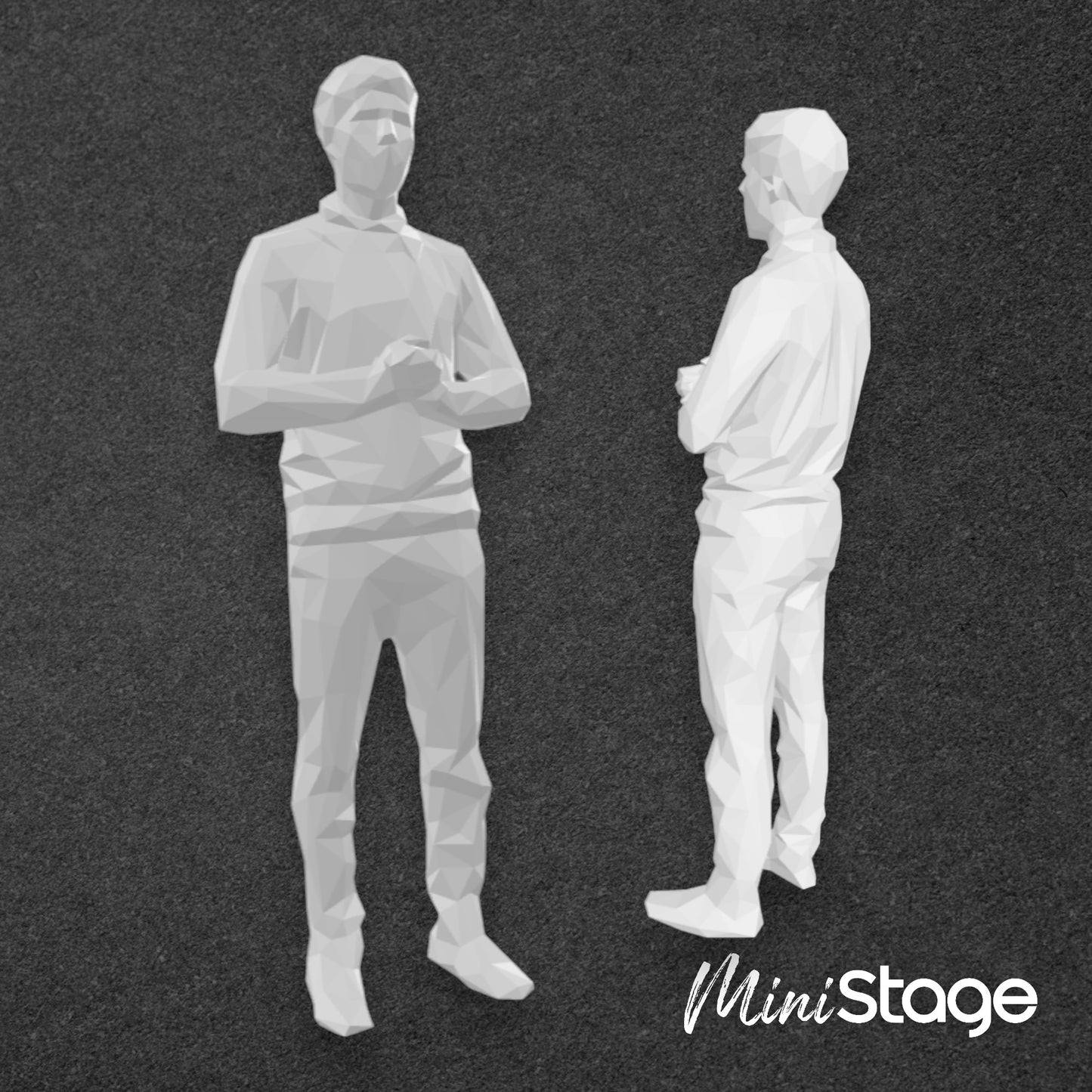 Leo - Scale Model Box Unpainted Figure of a Male Standing with Hands Clasped Together