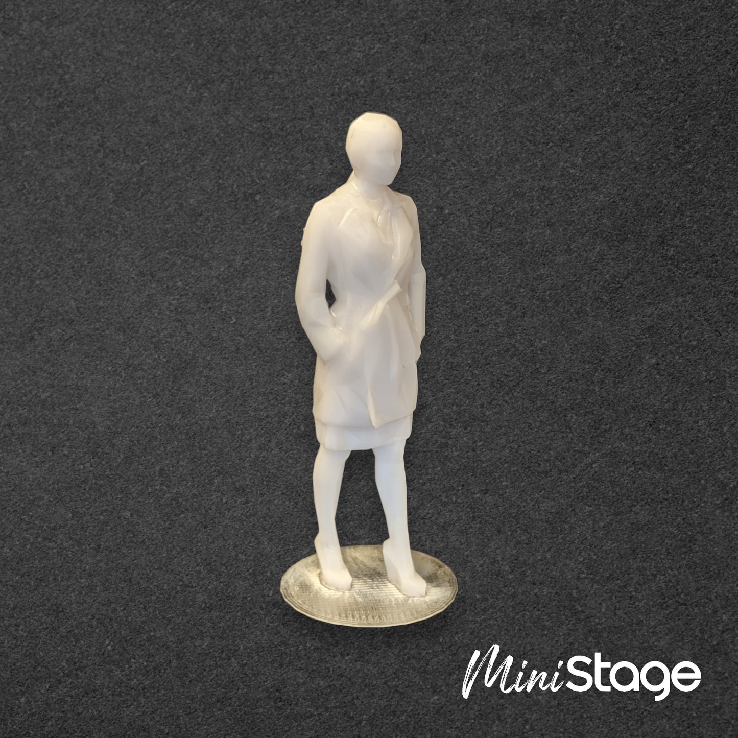 Sally - Low Poly Scale Figures of a Woman Standing with a rain coat.
