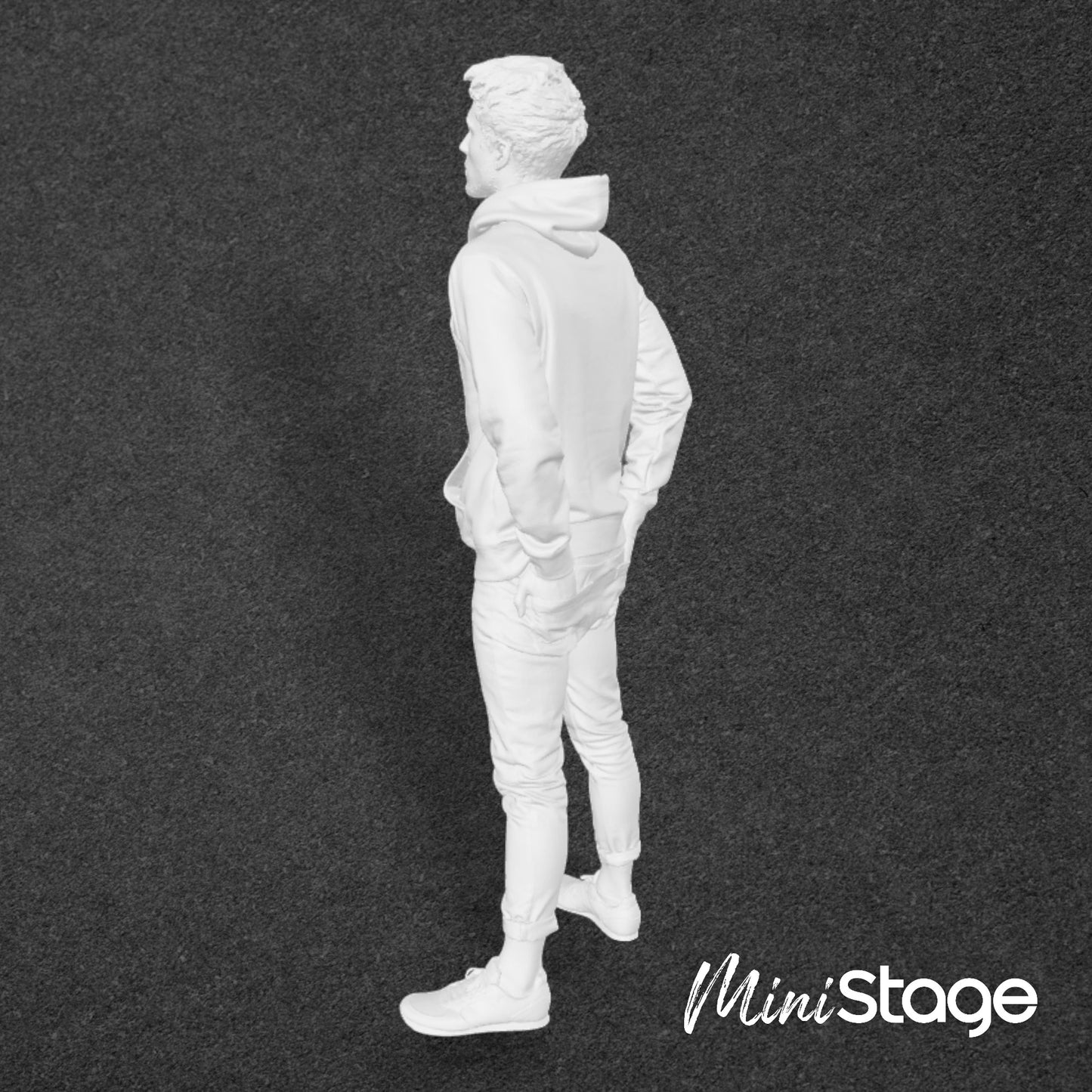 Benjamin - Figure of a Male Standing wearing rolled up jeans and a hoodie
