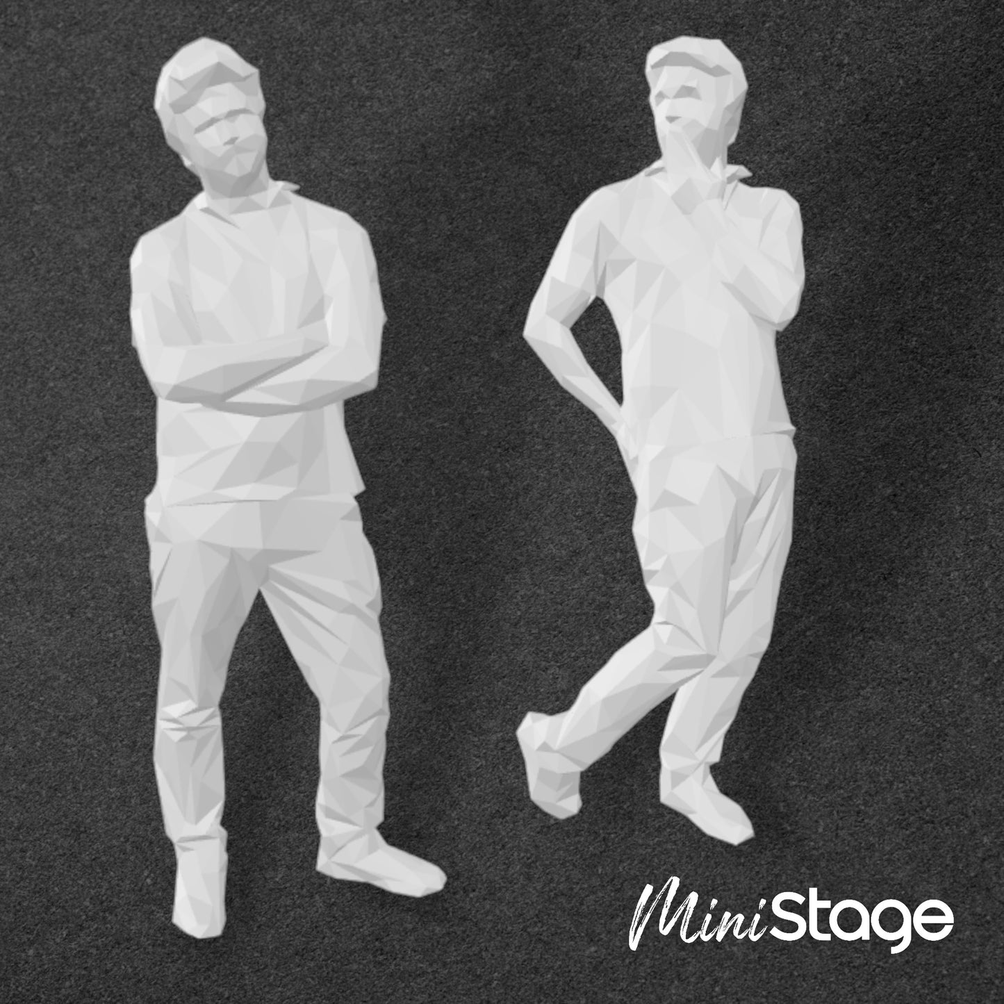 Luke - Set of Two Low Poly Scale Figures of a male wearing a Polo Shirt and Trousers