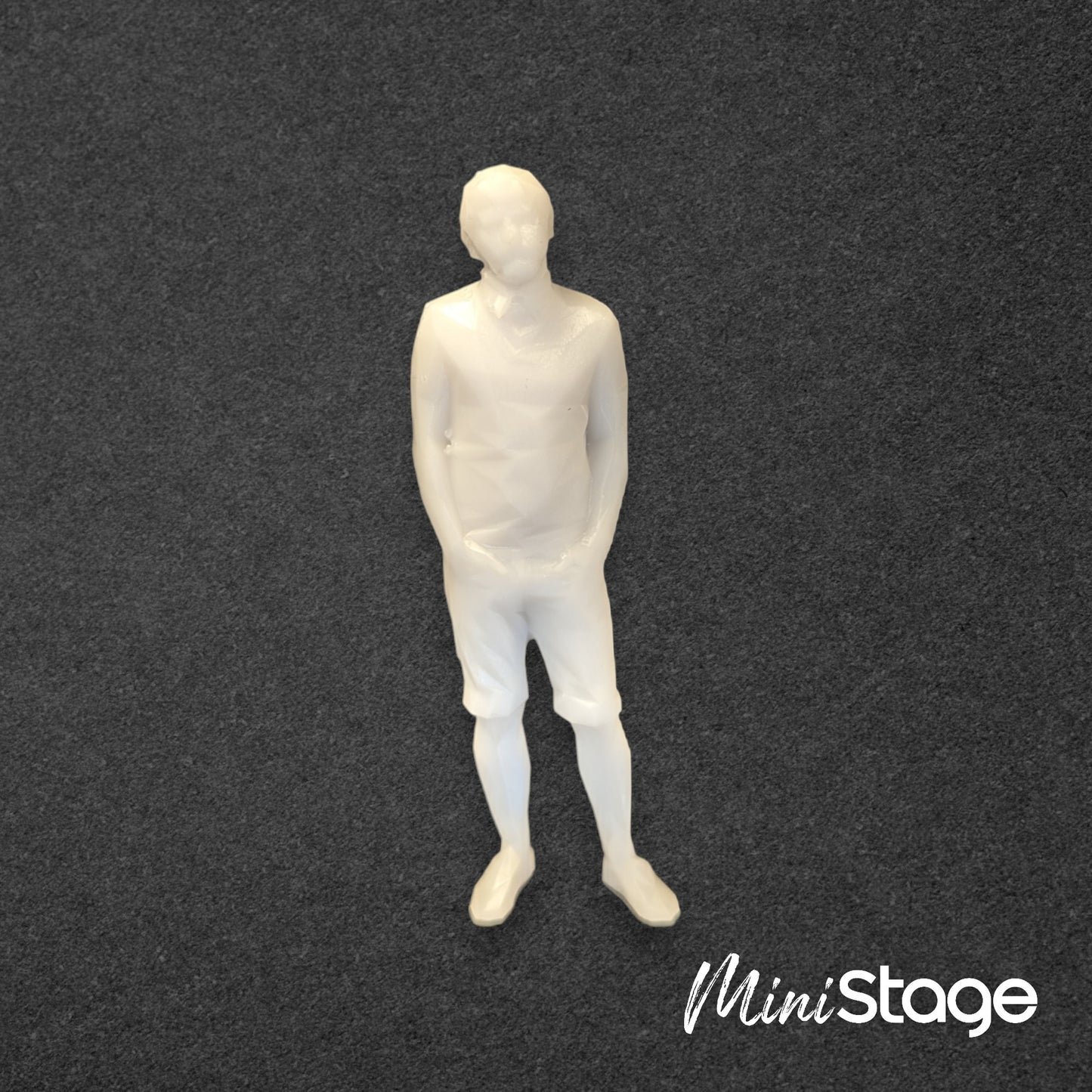 Robert - Set of Three Low Poly Scale Figures of a male with a Mustache and Beard wearing Casual Clothing.