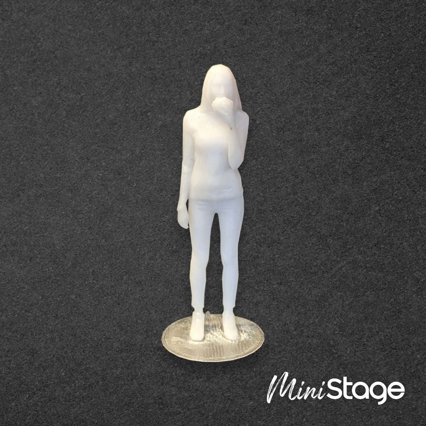 Amelia - Scale Model Box Unpainted Figure of Woman Standing and Eating